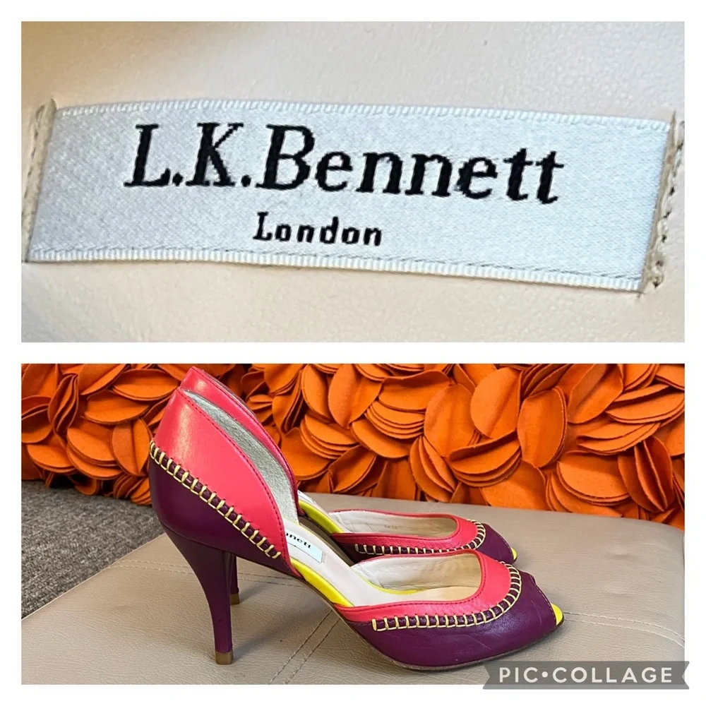 ❣️L.K. Bennett London Leather Colorblock Peep Toe Pumps❣️
